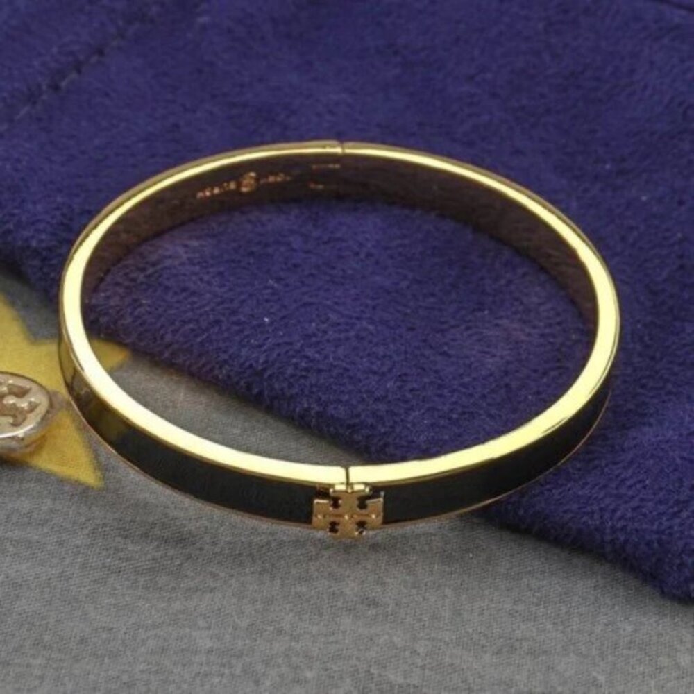 Tory Burch Kira Enamel 7mm Bracelet Bangle in Black (Brand New) Medium - Picture 4 of 8